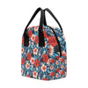 Red Hibiscus Blue Scene Insulated Lunch Bag