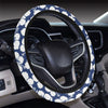 Hibiscus Blue Hawaiian Flower Pattern Steering Wheel Cover with Elastic Edge