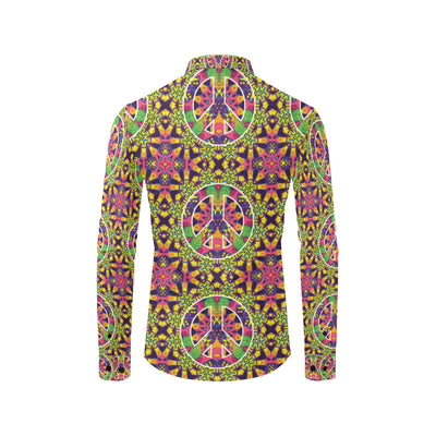 Peace Sign Pattern Print Design A04 Men's Long Sleeve Shirt