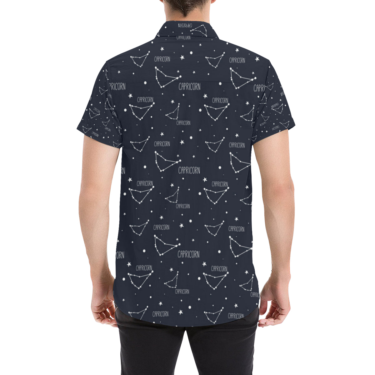 Capricorn Zodiac Pattern Print Design 01 Men's Short Sleeve Button Up Shirt