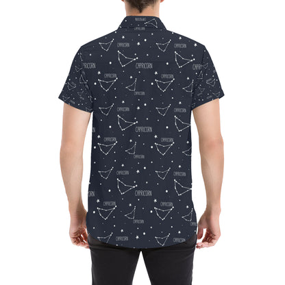 Capricorn Zodiac Pattern Print Design 01 Men's Short Sleeve Button Up Shirt