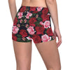 Rose Red Pink Pattern Print Design RO01 Yoga Shorts