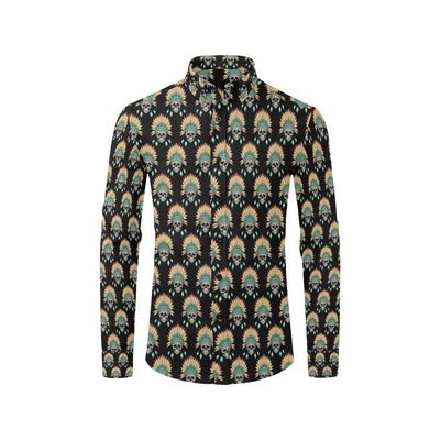 American indian Skull Pattern Men's Long Sleeve Shirt