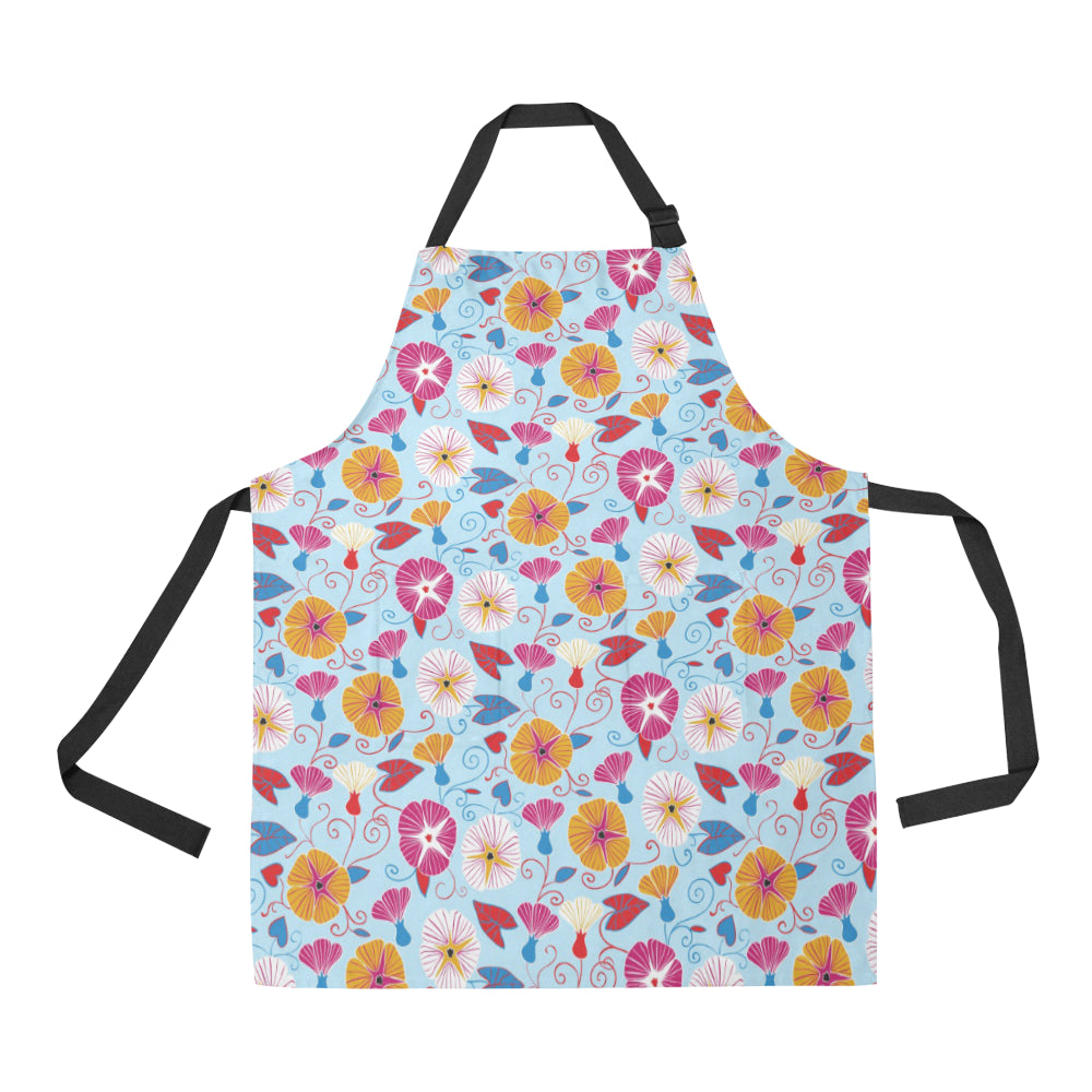 Morning Glory Pattern Print Design MG06 Apron with Pocket