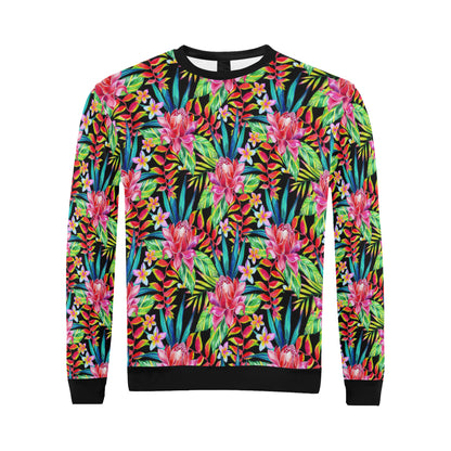 Heliconia Pattern Print Design HL02 Men Long Sleeve Sweatshirt