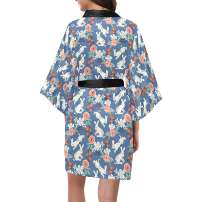 Bunny Pattern Print Design 07 Women's Short Kimono