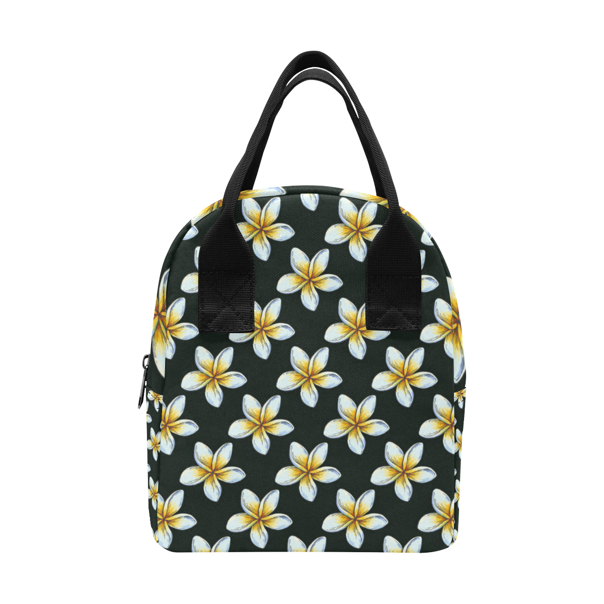 White Plumeria Pattern Print Design PM022 Insulated Lunch Bag