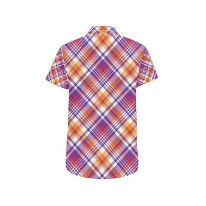 Madras Pattern Print Design 02 Men's Short Sleeve Button Up Shirt