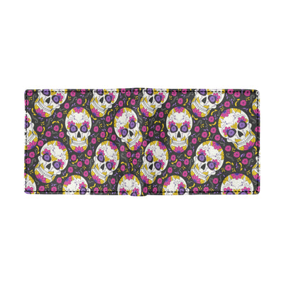 sugar skull Floral Pattern Men's ID Card Wallet