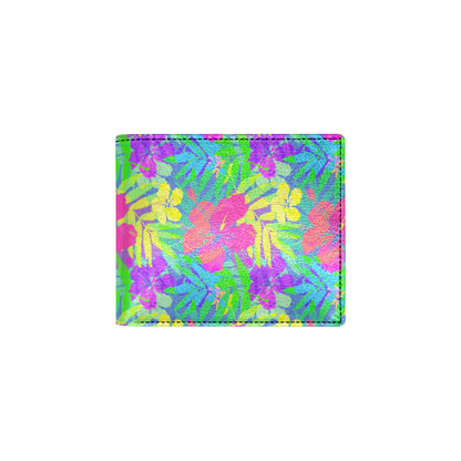 Neon Tropical Pattern Print Design A03 Men's ID Card Wallet