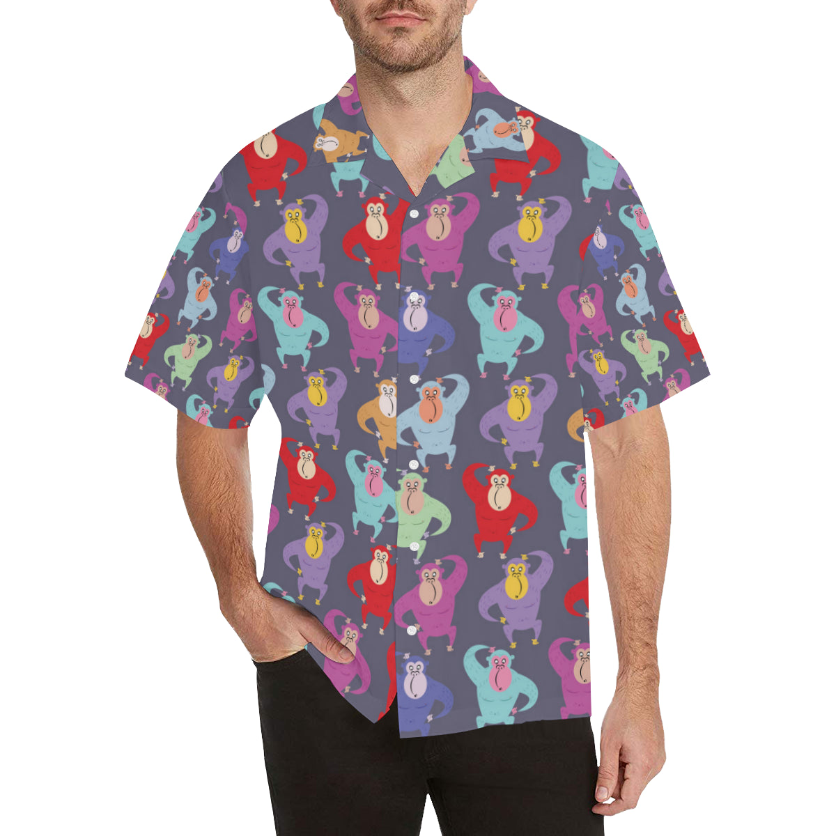 Chimpanzee Pattern Print Design 03 Men's Hawaiian Shirt