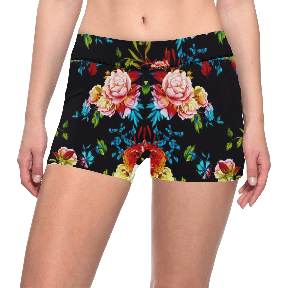 Peony Pattern Print Design PE07 Yoga Shorts