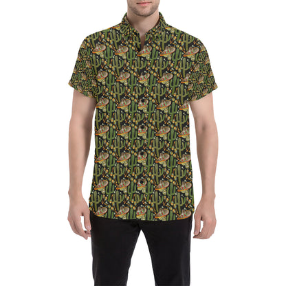 Western Style Print Men's Short Sleeve Button Up Shirt