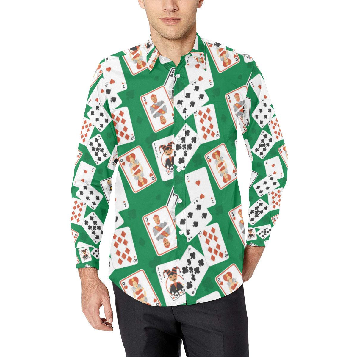 Poker Cards Pattern Print Design A03 Men's Long Sleeve Shirt