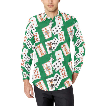 Poker Cards Pattern Print Design A03 Men's Long Sleeve Shirt