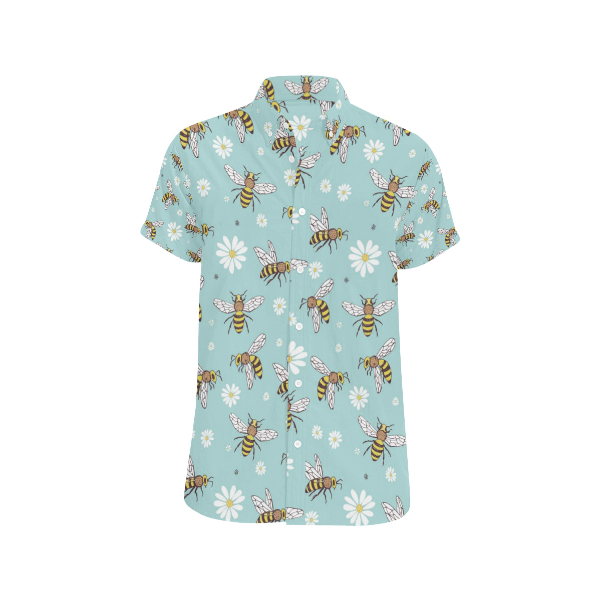 Bee Pattern Print Design BEE010 Men's Short Sleeve Button Up Shirt