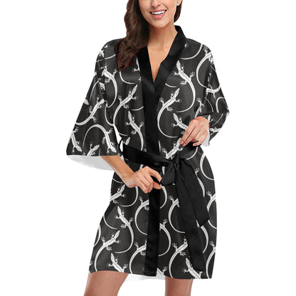 lizard Pattern Print Design 01 Women's Short Kimono