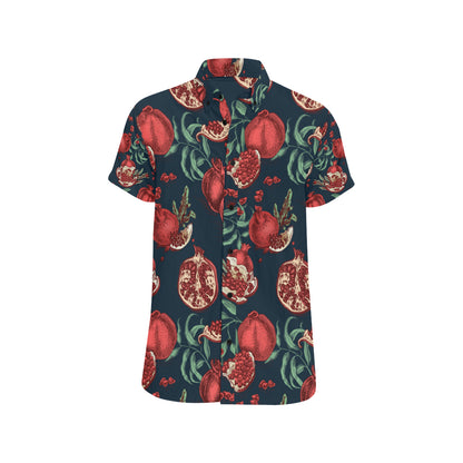 Pomegranate Pattern Print Design PG04 Men's Short Sleeve Button Up Shirt