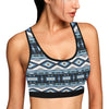 Navajo Dark Blue Print Pattern Sports Bra