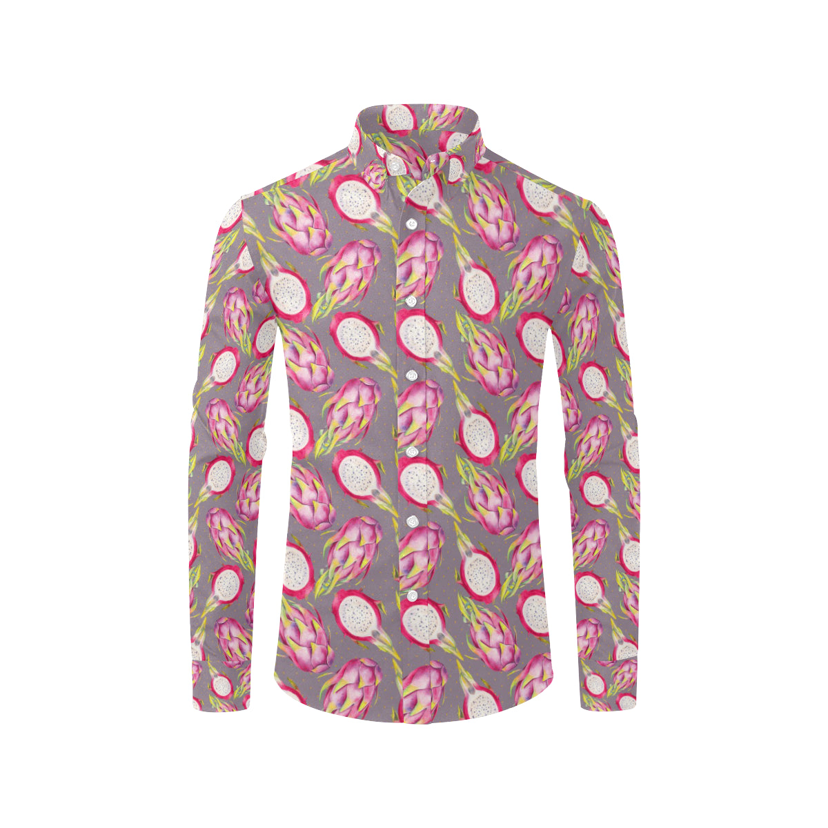 Dragonfruit Pattern Print Design DF03 Men's Long Sleeve Shirt