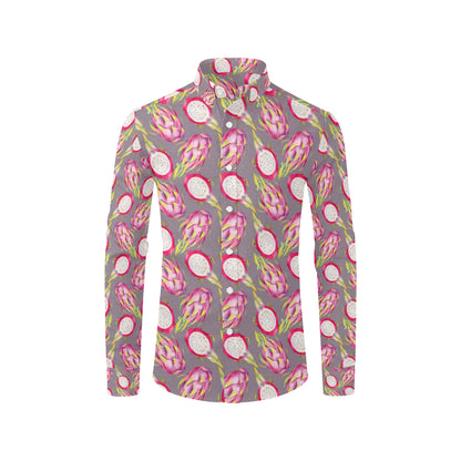 Dragonfruit Pattern Print Design DF03 Men's Long Sleeve Shirt