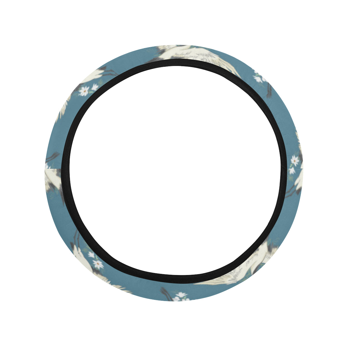 Crane Pattern Print Design 02 Steering Wheel Cover with Elastic Edge