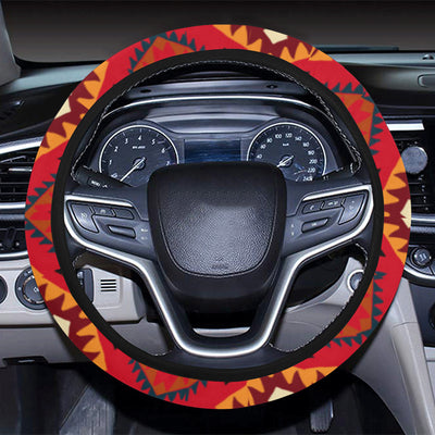 Aztec Pattern Print Design 06 Steering Wheel Cover with Elastic Edge