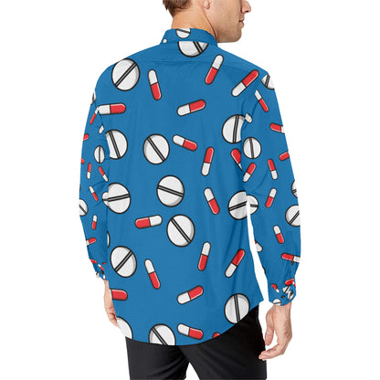 Pill Pattern Print Design A05 Men's Long Sleeve Shirt