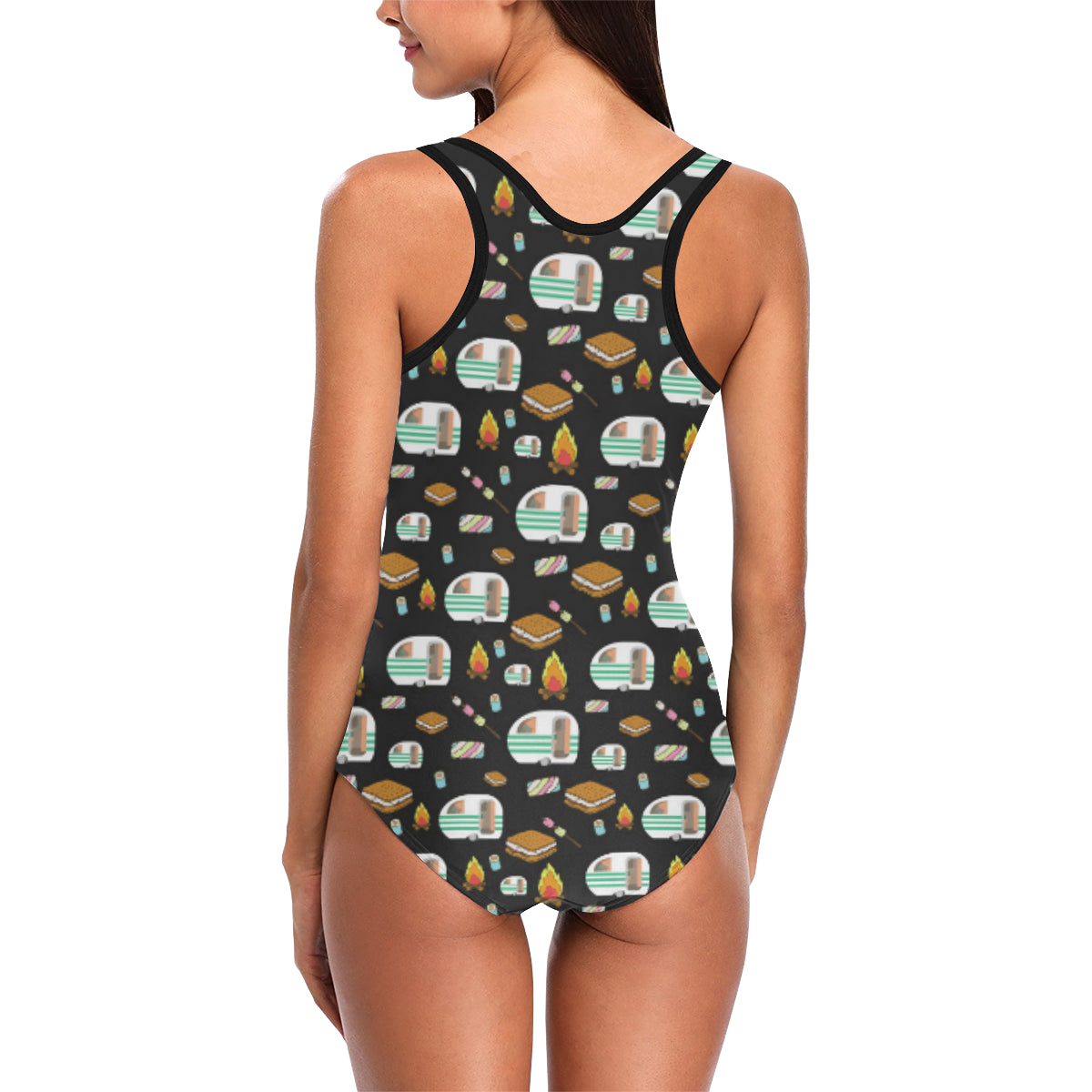 Camper marshmallow Camping Design Print Women Swimsuit