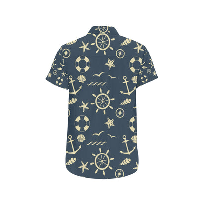 Nautical Pattern Print Design A01 Men's Short Sleeve Button Up Shirt