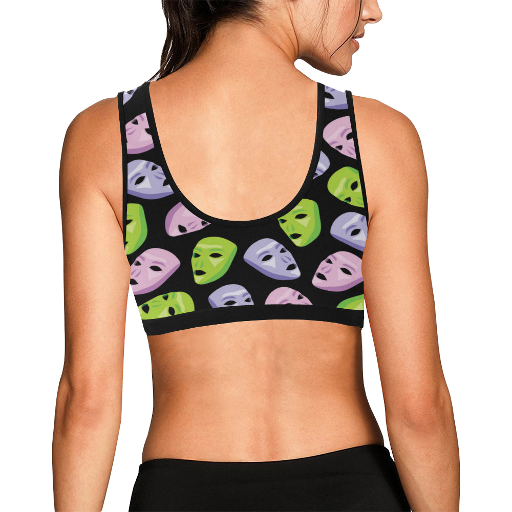 Acting Mask Pattern Print Design 04 Sports Bra