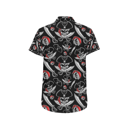 Pirate Pattern Print Design A05 Men's Short Sleeve Button Up Shirt
