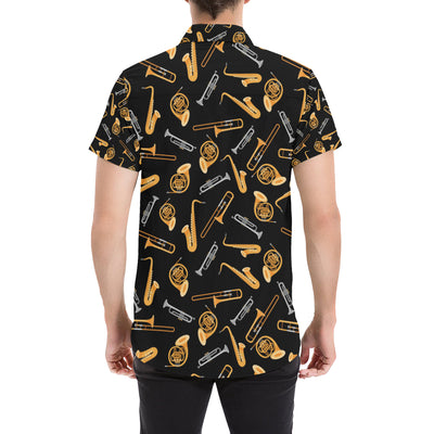 Jazz Pattern Print Design 01 Men's Short Sleeve Button Up Shirt