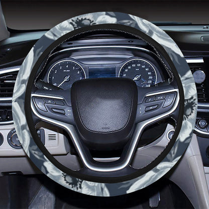 Anemone Pattern Print Design AM09 Steering Wheel Cover with Elastic Edge