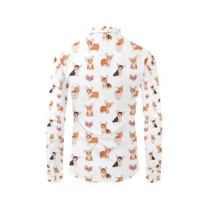 Cardigan Welsh Corgis Pattern Print Design 02 Men's Long Sleeve Shirt