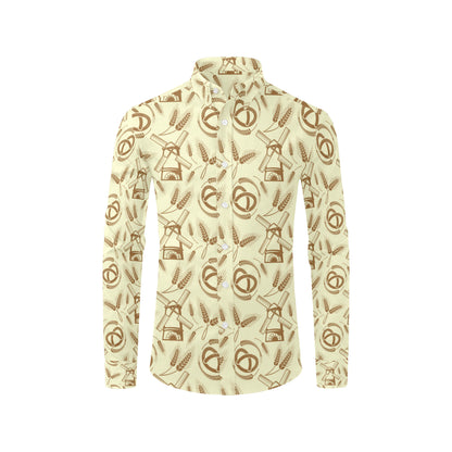 Agricultural Windmills Print Design 03 Men's Long Sleeve Shirt