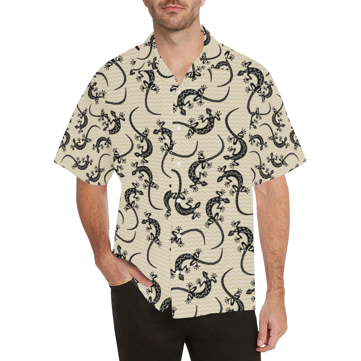 lizard Pattern Print Design 02 Men's Hawaiian Shirt