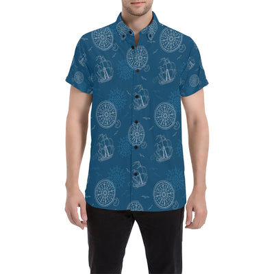 Nautical Pattern Print Design A04 Men's Short Sleeve Button Up Shirt