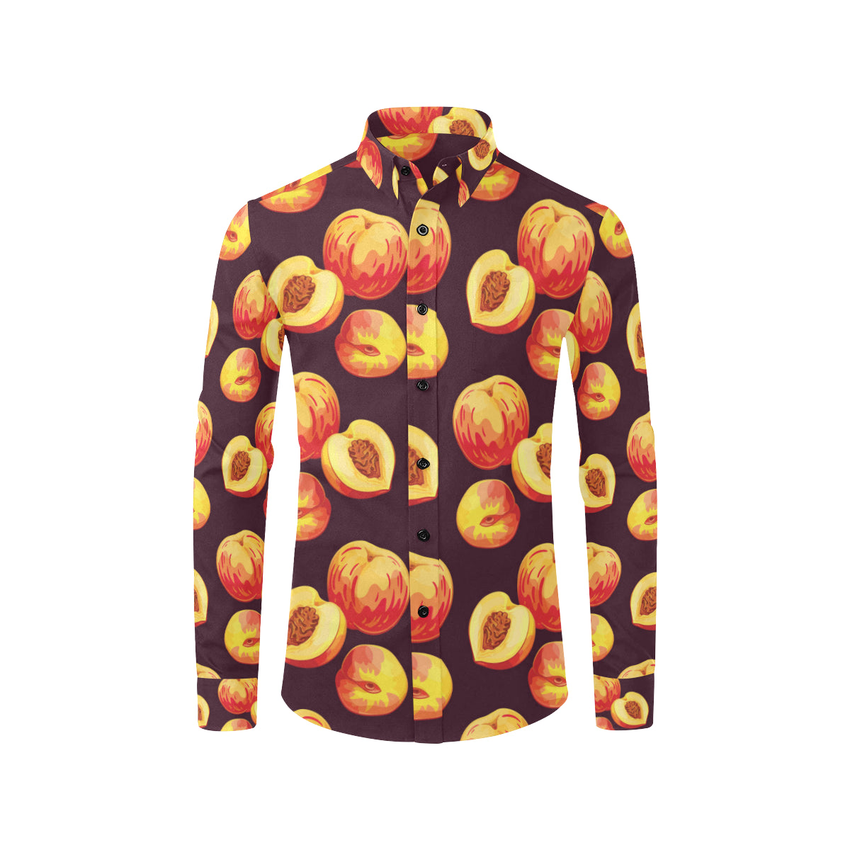 Peach Pattern Print Design A04 Men's Long Sleeve Shirt