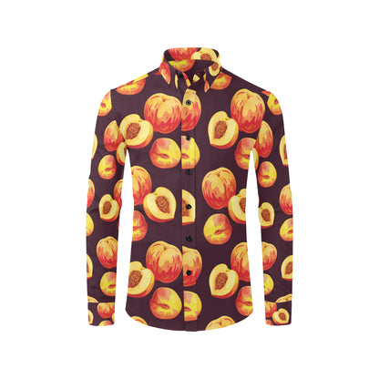 Peach Pattern Print Design A04 Men's Long Sleeve Shirt