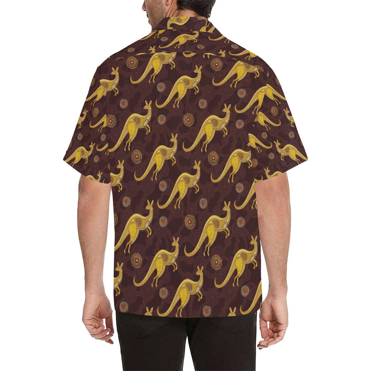 Kangaroos Aboriginal Pattern Print Design 08 Men's Hawaiian Shirt