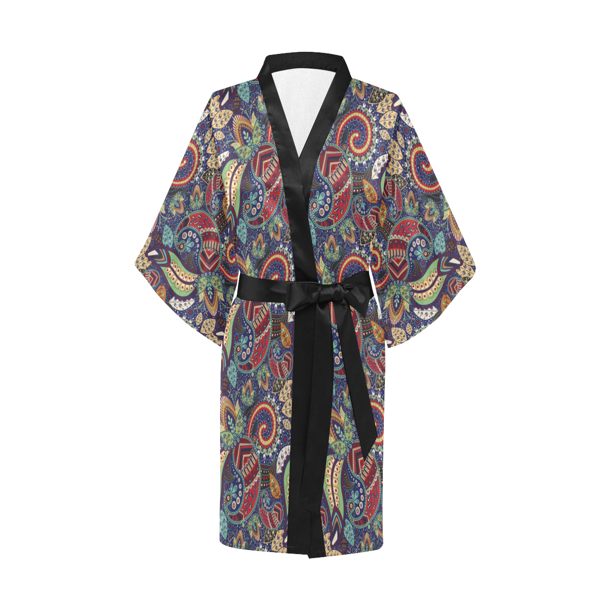 Paisley Boho Pattern Print Design A03 Women's Short Kimono