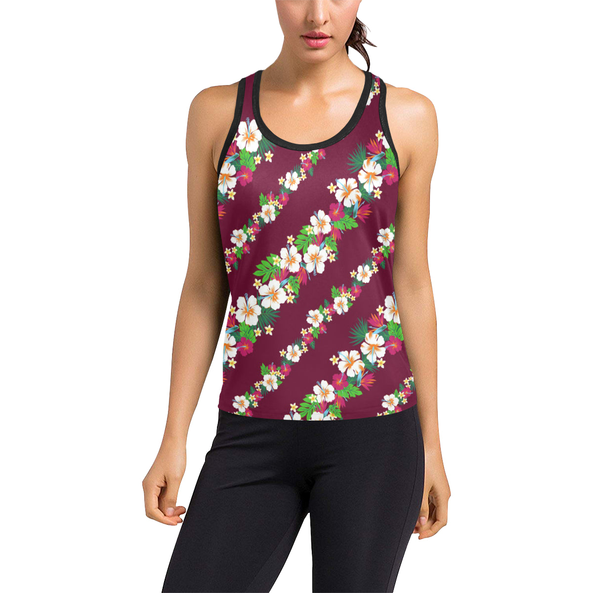 Hawaiian Themed Pattern Print Design H06 Women's Racerback Tank Top