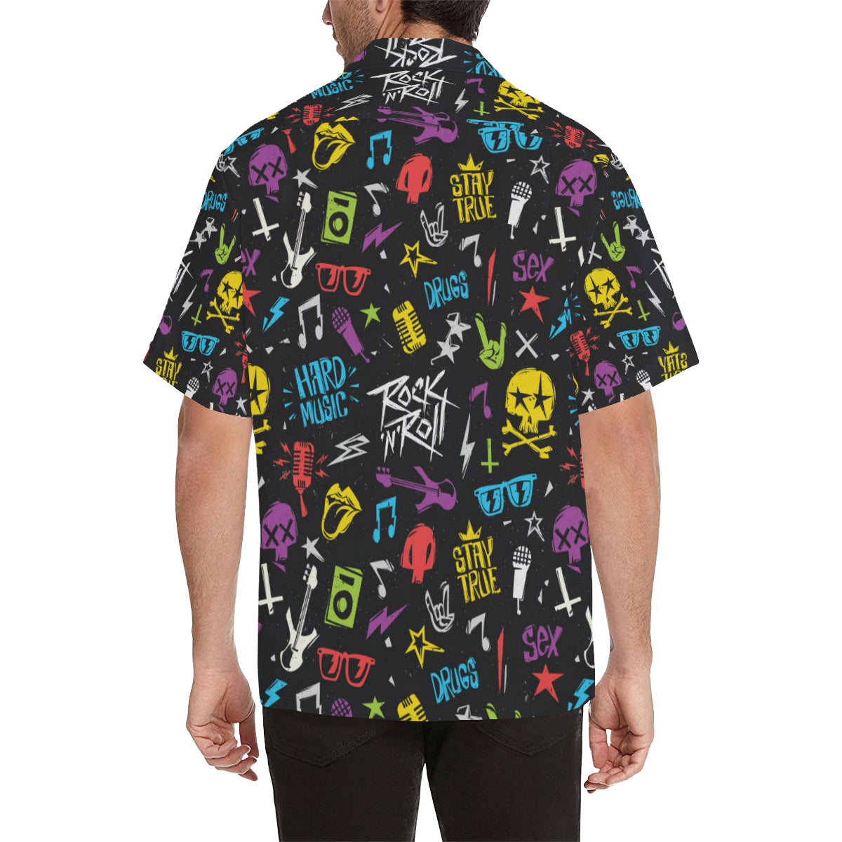 Rock and Roll Pattern Print Design A02 Men's Hawaiian Shirt