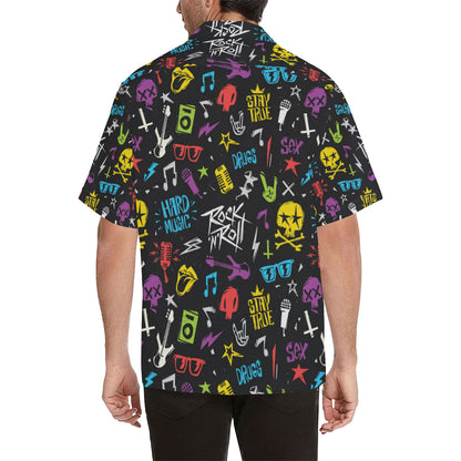 Rock and Roll Pattern Print Design A02 Men's Hawaiian Shirt