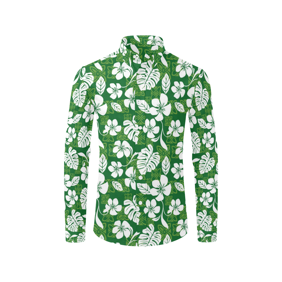 Hawaiian Themed Pattern Print Design H016 Men's Long Sleeve Shirt