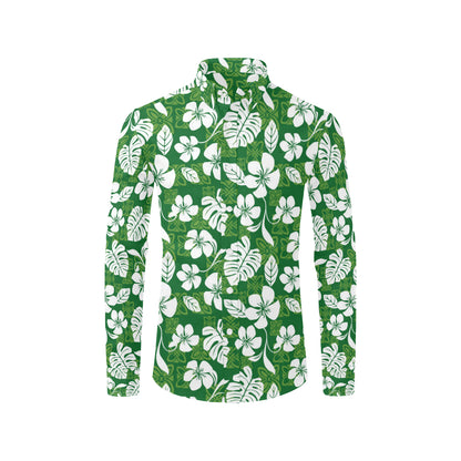 Hawaiian Themed Pattern Print Design H016 Men's Long Sleeve Shirt