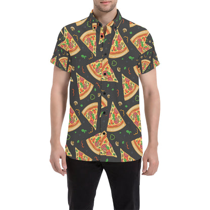Pizza Pattern Print Design A02 Men's Short Sleeve Button Up Shirt
