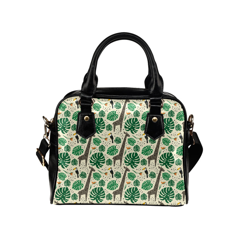 Rainforest Giraffe Pattern Print Design A02 Shoulder Handbag