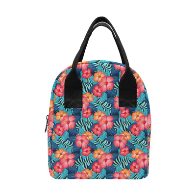 Red Hibiscus Pattern Print Design HB02 Insulated Lunch Bag